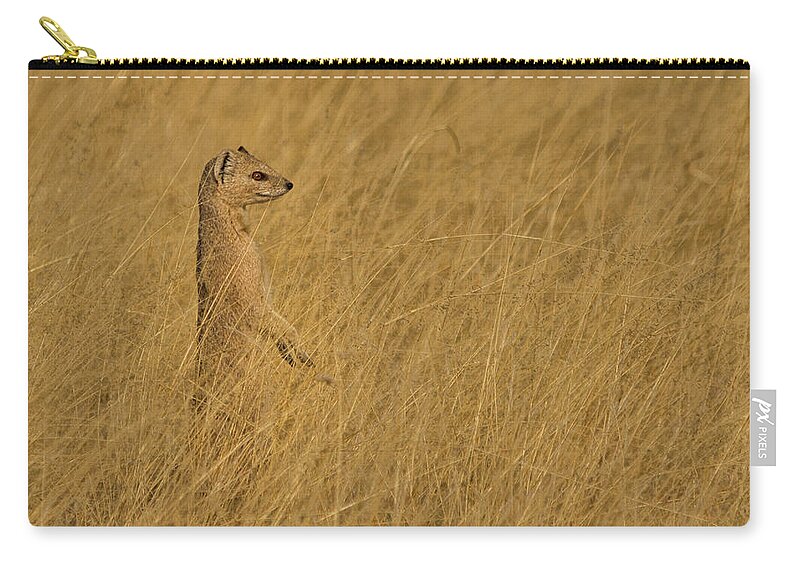 Meerkat Zip Pouch featuring the photograph Sentinel by Linda Oliver