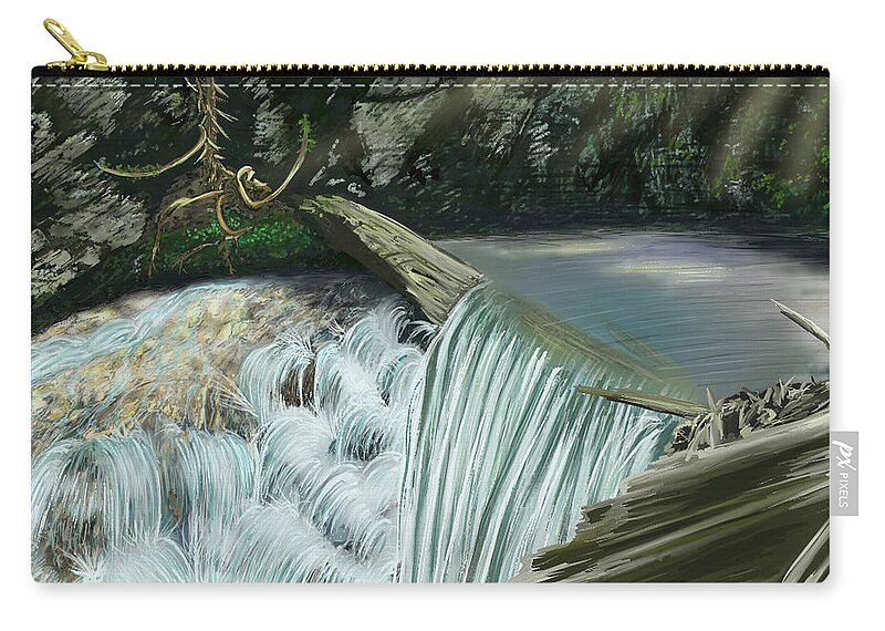 Waterscape Carry-all Pouch featuring the digital art Serene Oasis of Stagger Inn by Troy Stapek