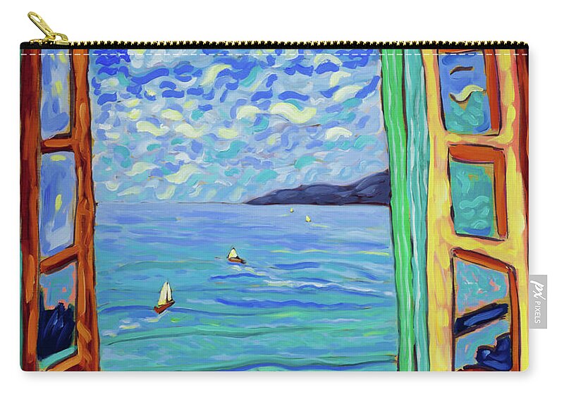 Sailboats Zip Pouch featuring the painting Serene Scene by Cathy Carey