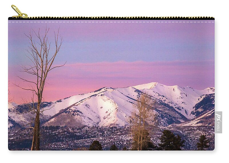 La Plata Mountains Zip Pouch featuring the photograph Serene Sunset by Jen Manganello