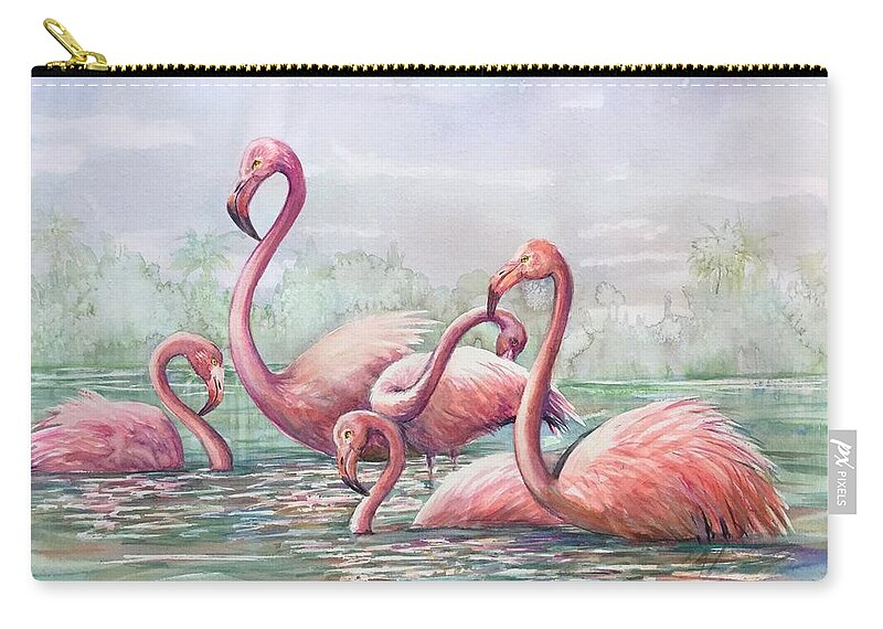 Lake Zip Pouch featuring the painting Serenity 8 by Katerina Kovatcheva