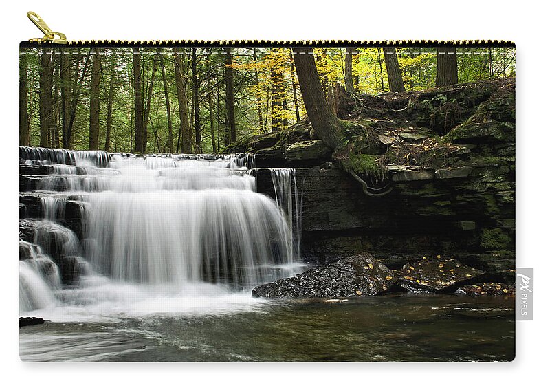 Waterfalls Zip Pouch featuring the photograph Serenity Waterfalls Landscape by Christina Rollo