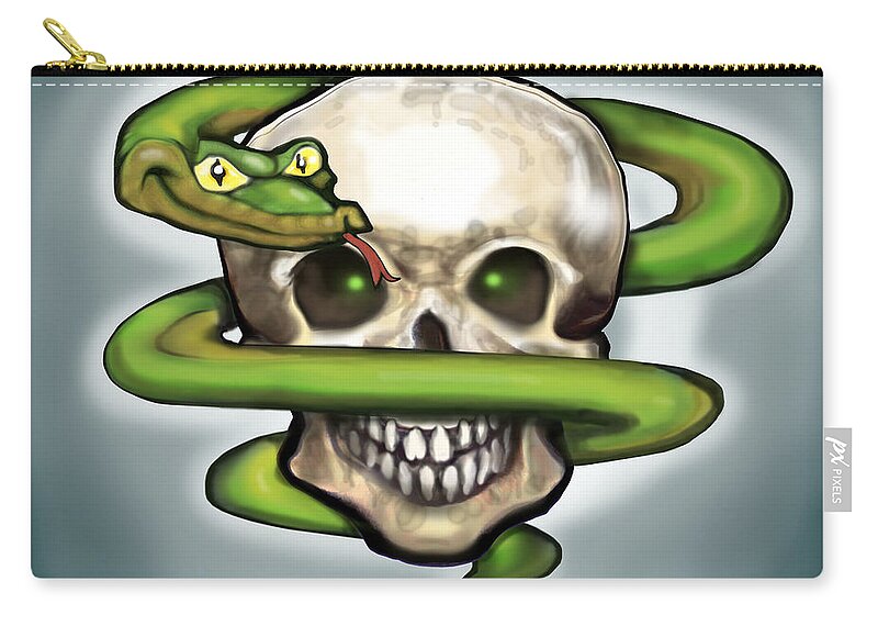 Serpent Carry-all Pouch featuring the digital art Serpent n Skull by Kevin Middleton