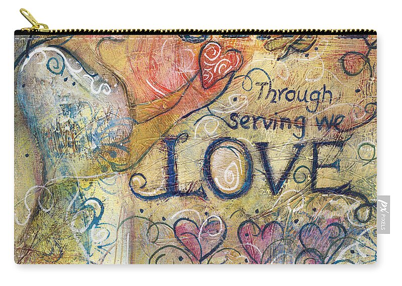 Jen Norton Zip Pouch featuring the painting Serve Love Create by Jen Norton