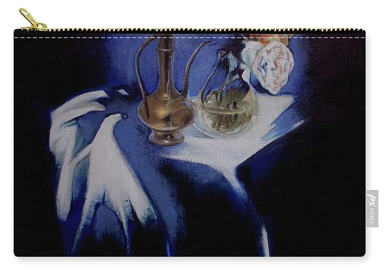Lin Petershagen Zip Pouch featuring the painting Served by Lin Petershagen
