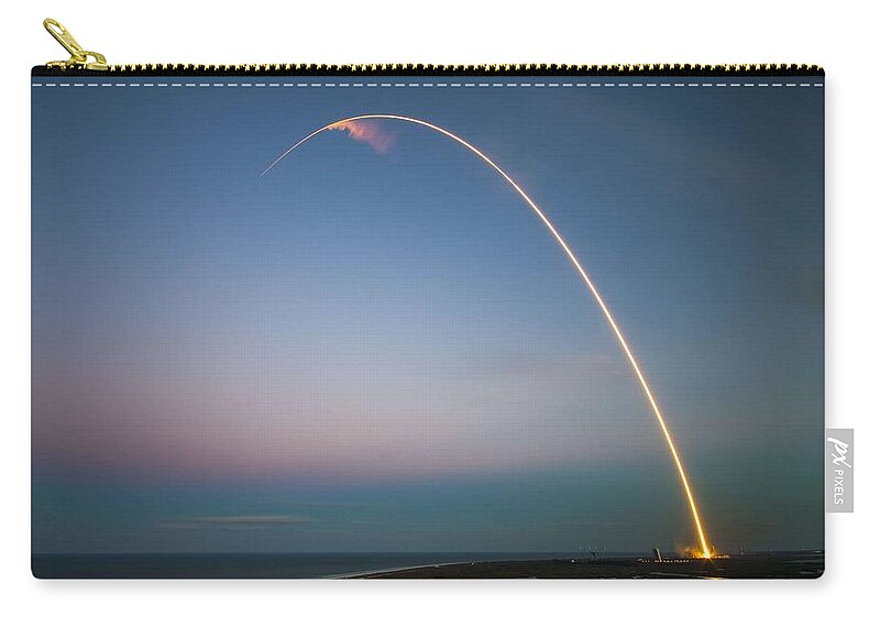 Globe Zip Pouch featuring the painting SES-9 launch by Celestial Images