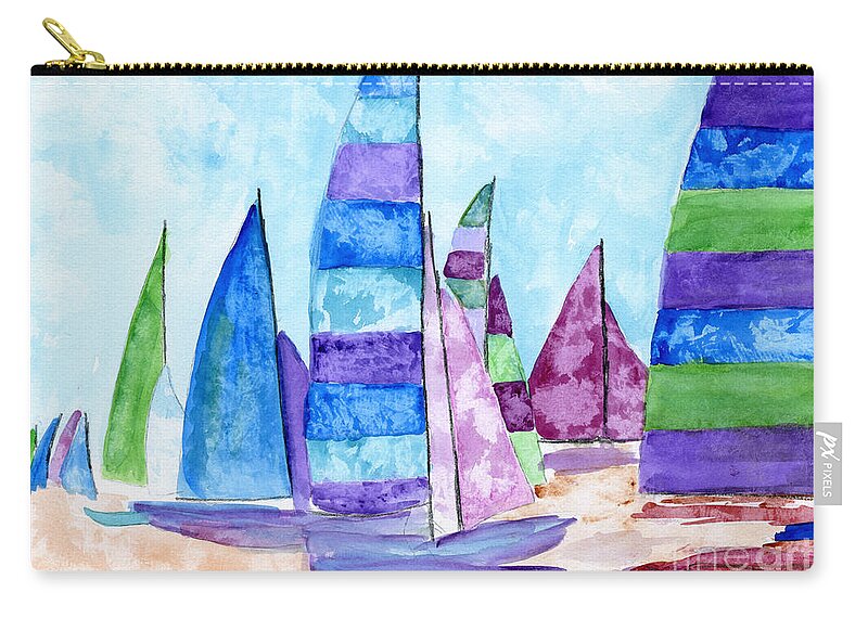 Boat Zip Pouch featuring the painting Set Sail by Julia Stubbe