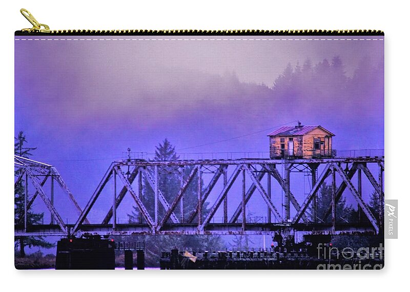 Railroad Bridge Zip Pouch featuring the photograph Setting High Above by Merle Grenz