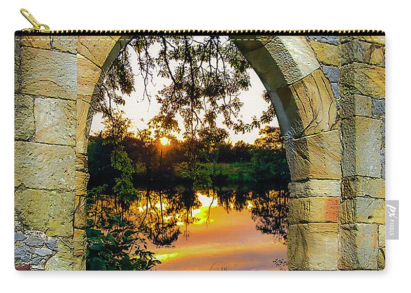 Ireland Zip Pouch featuring the photograph Setting Sun on Ireland's Shannon River by James Truett