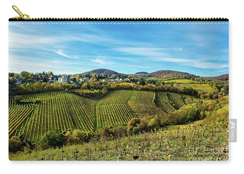Austria Zip Pouch featuring the photograph Settlement with Houses at Vineyard in Autumn in Austria by Andreas Berthold