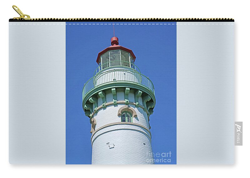 Lighthouse Zip Pouch featuring the photograph Seul Choix Pointe Light by Ann Horn