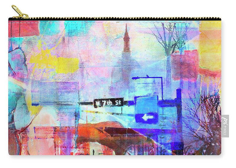 One Way Sign Zip Pouch featuring the photograph Seventh Street by Susan Stone