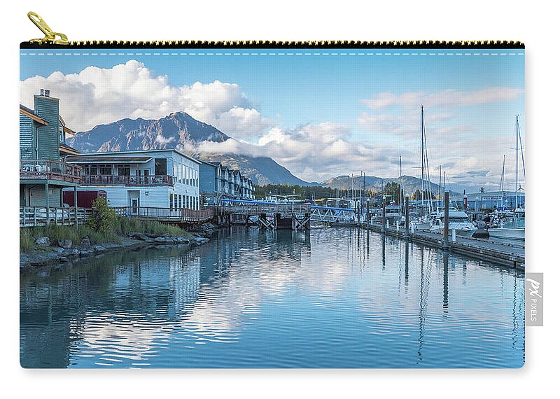Alaska Zip Pouch featuring the photograph Seward Harbor in Alaska by Brenda Jacobs