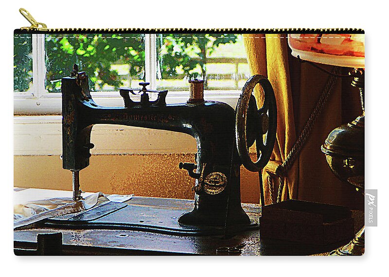 Sewing Machine Zip Pouch featuring the photograph Sewing Machine and Lamp by Susan Savad