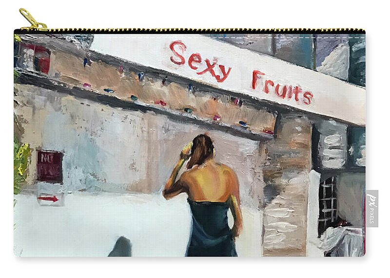  Zip Pouch featuring the painting Sexy Fruits by Josef Kelly