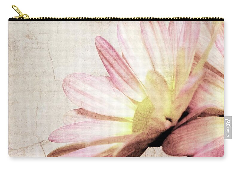 Pink Flower Zip Pouch featuring the photograph Shabby Pink Daisy Petals Dreamy Soft Romantic Floral by Melissa Bittinger