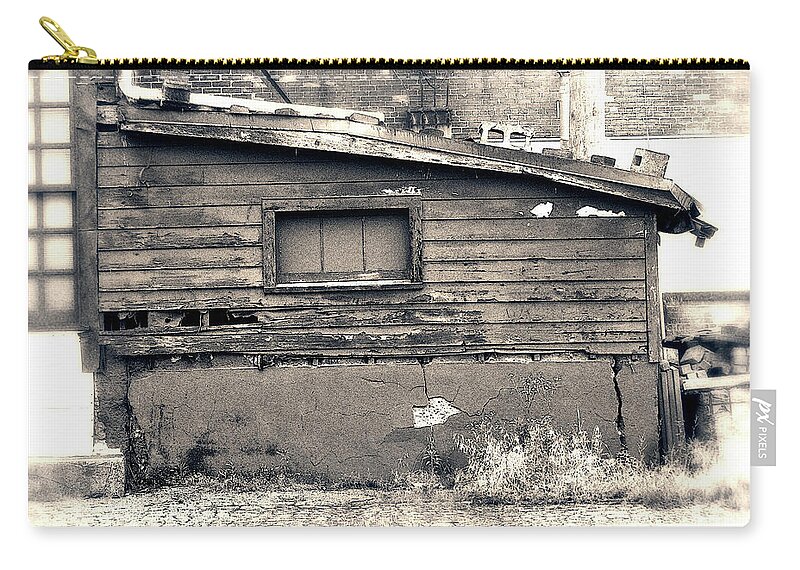 Shack Zip Pouch featuring the photograph Shabby Shack By The Tracks by Phil Perkins
