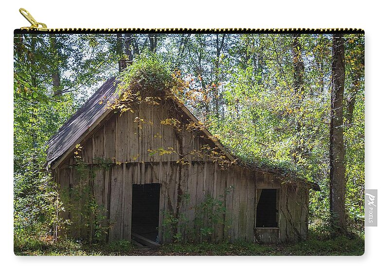 Landscape Zip Pouch featuring the photograph Shack In The Woods by John Benedict