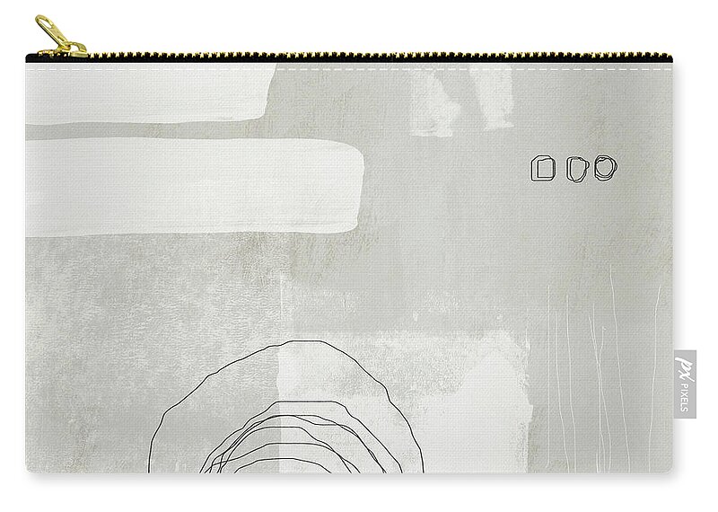 Abstract Zip Pouch featuring the painting Shades of White 2 - Art by Linda Woods by Linda Woods