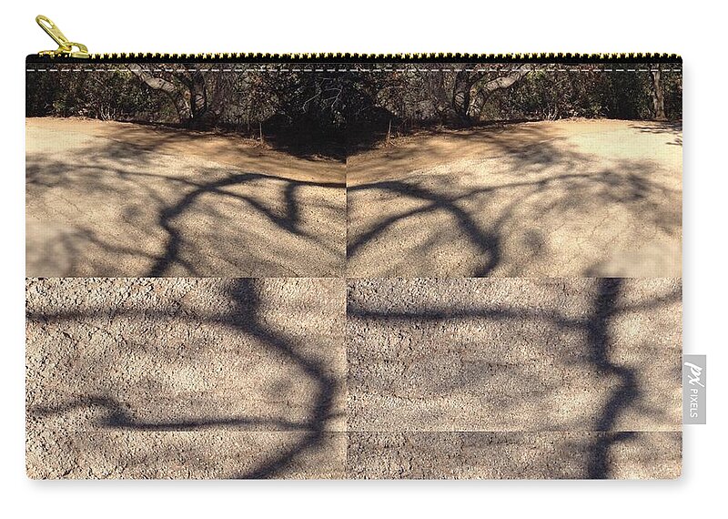 Tree Zip Pouch featuring the photograph Shadow Crack Lines by Nora Boghossian