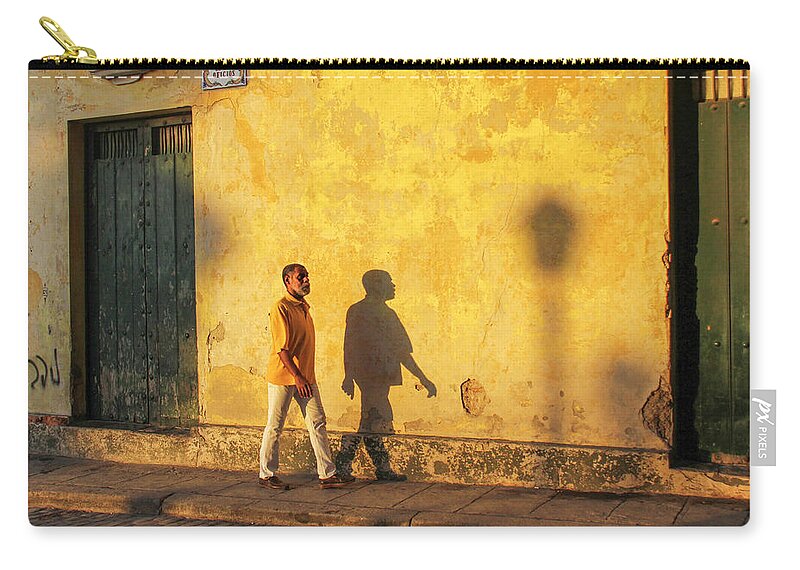 Cuba Zip Pouch featuring the photograph Shadow Walking by Marla Craven