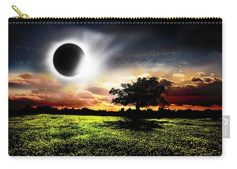 08 21 20 17 Zip Pouch featuring the photograph Shadows and Light Diamond Ring of the Total Solar Eclipse by Debra and Dave Vanderlaan