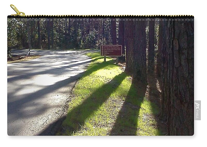 Forest Zip Pouch featuring the photograph Shadows of Peace by Pamela Henry
