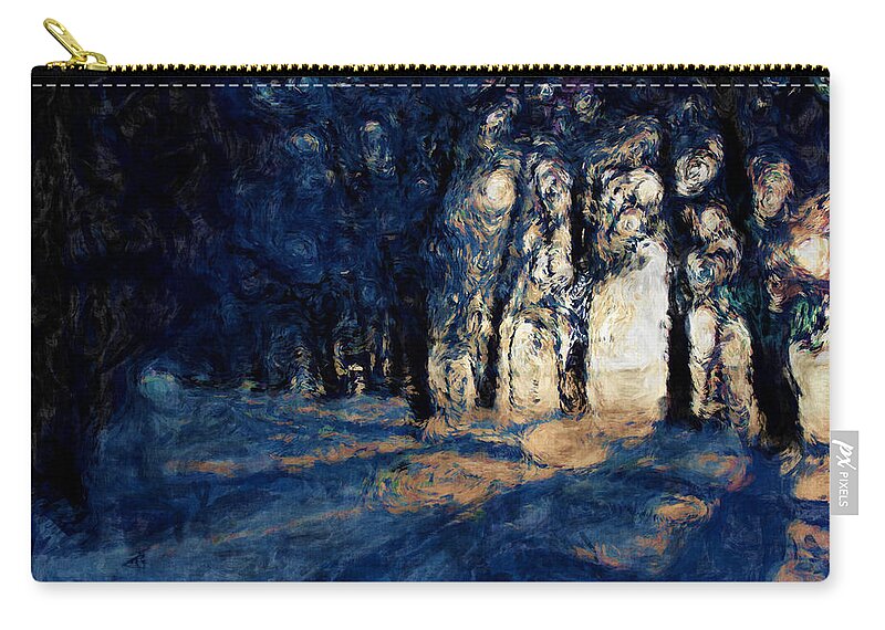 Snow Zip Pouch featuring the photograph Shadows on the Path by Julie Lueders 