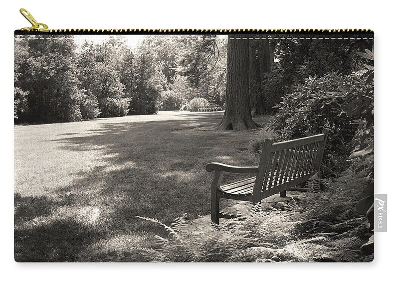 Shady Zip Pouch featuring the photograph Shady Bench by Gordon Beck