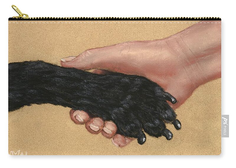 Dog Zip Pouch featuring the painting Shake Hands by Anastasiya Malakhova