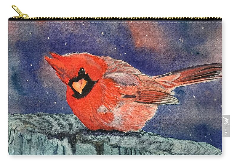 Cardinal Zip Pouch featuring the painting Shake It Off by Sonja Jones