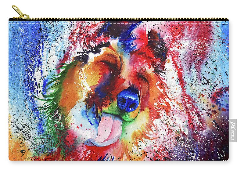 Dog Zip Pouch featuring the painting Shake Rattle and Roll by Peter Williams