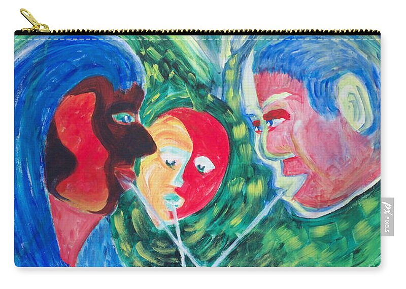 Children Zip Pouch featuring the painting Sharing a Shake by Walt Brodis