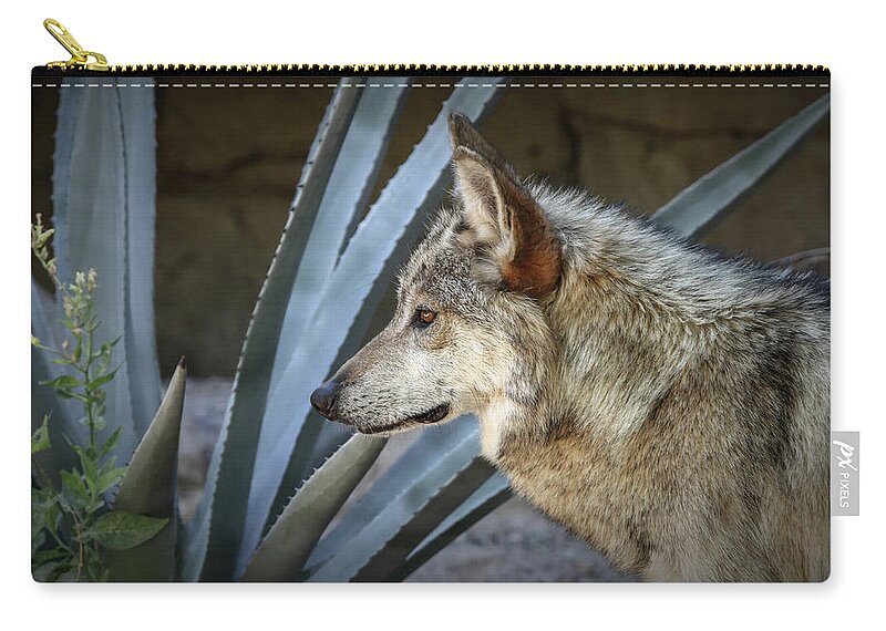 Wolf Zip Pouch featuring the photograph She Belongs To The Desert by Elaine Malott