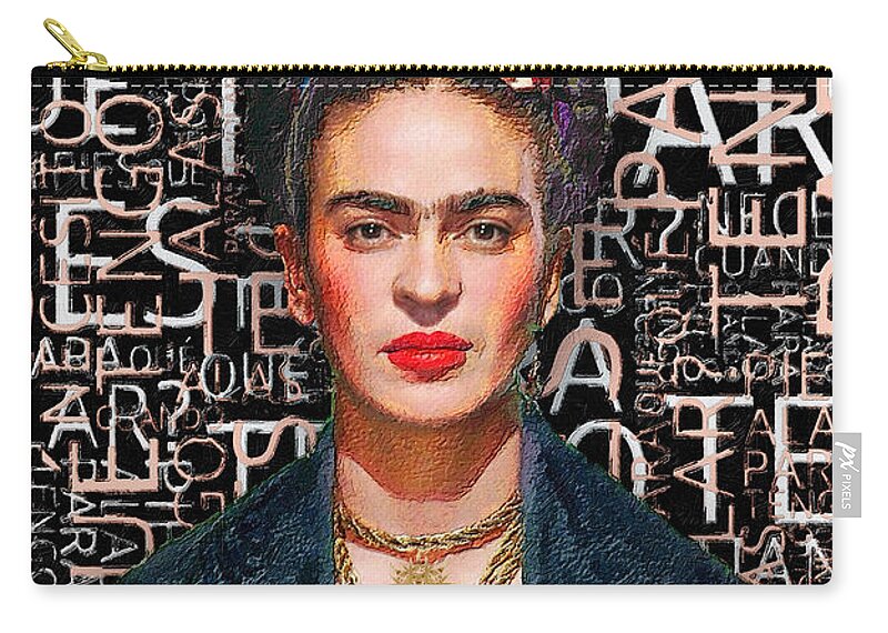 Smile Zip Pouch featuring the painting She The People Frida by Tony Rubino