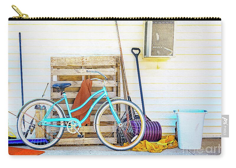 Bicycle Zip Pouch featuring the photograph Shed Barn Bicycle by Craig J Satterlee