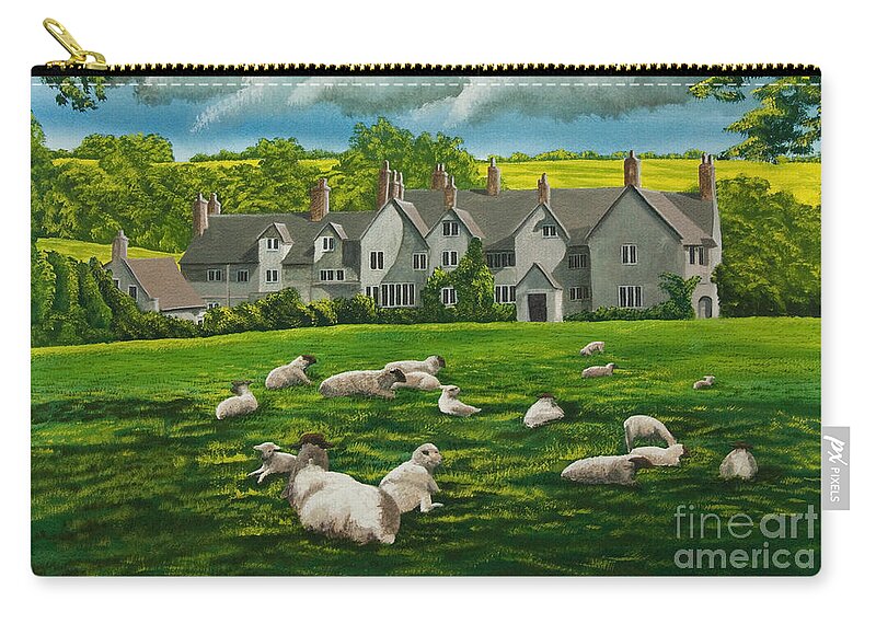 English Painting Carry-all Pouch featuring the painting Sheep in Repose by Charlotte Blanchard