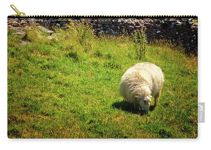 Clouds Zip Pouch featuring the photograph Sheep on the Mountainside by Debra and Dave Vanderlaan