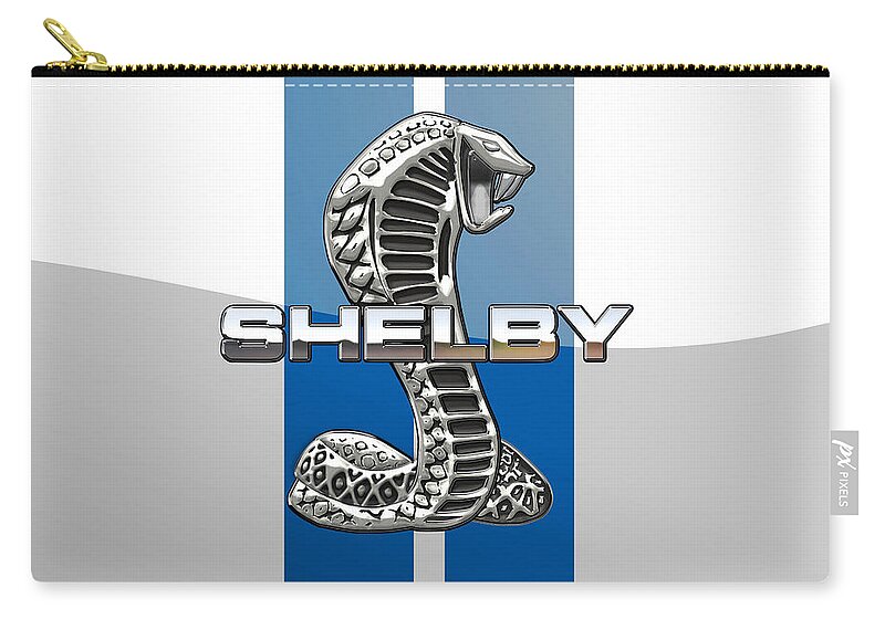  'auto Badges' Collection By Serge Averbukh Zip Pouch featuring the photograph Shelby Cobra - 3D Badge by Serge Averbukh
