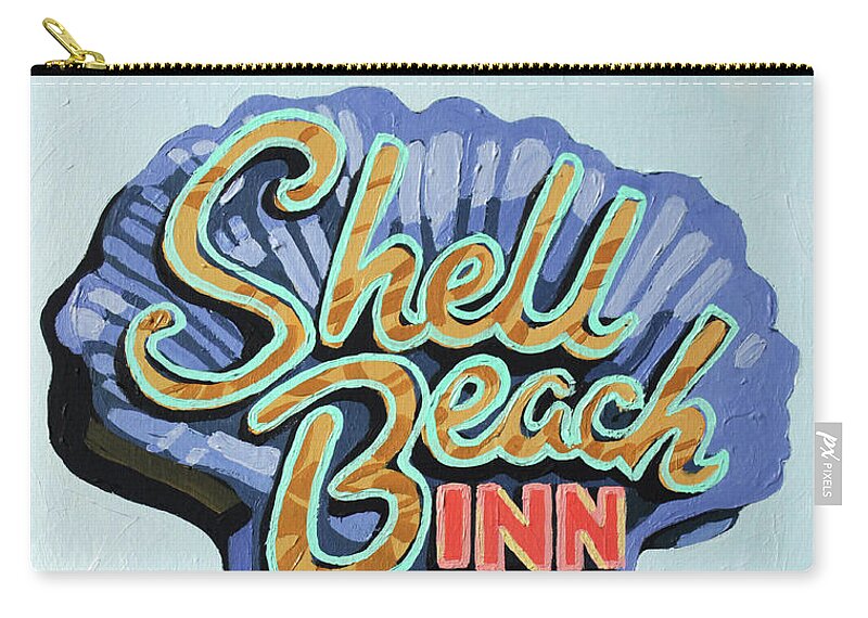 Shell Beach Inn Zip Pouch featuring the painting Shell Beach Inn by Melinda Patrick