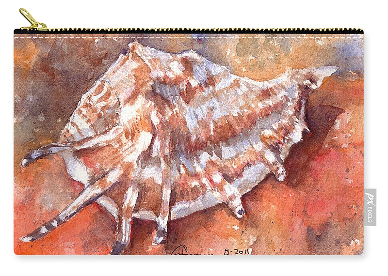 Sea Shell Zip Pouch featuring the painting Shell by Claudia Hafner