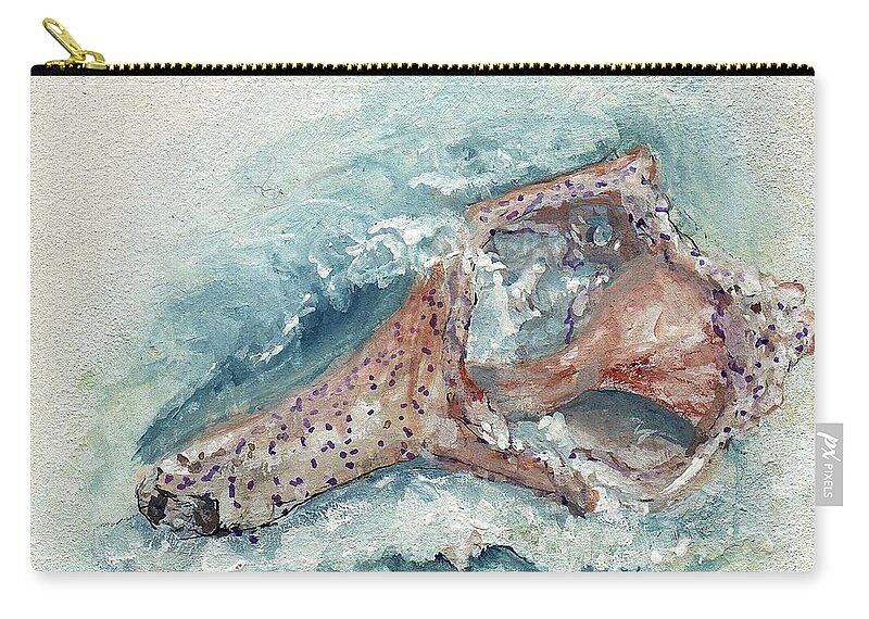 Shell Zip Pouch featuring the painting Shell Gift from the Sea by Doris Blessington