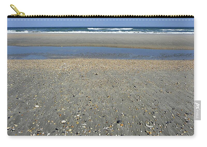 Seashells Zip Pouch featuring the photograph Shelly Beach by Lisa Blake