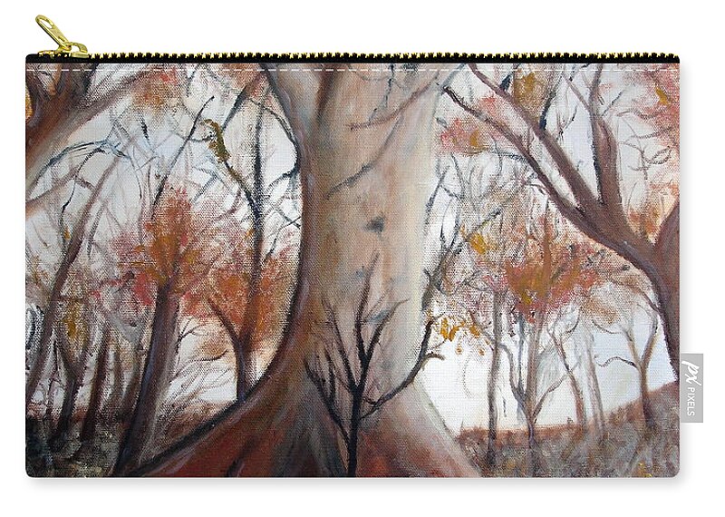 Ben Zip Pouch featuring the painting Sheltered Tree by Benjamin Kubes