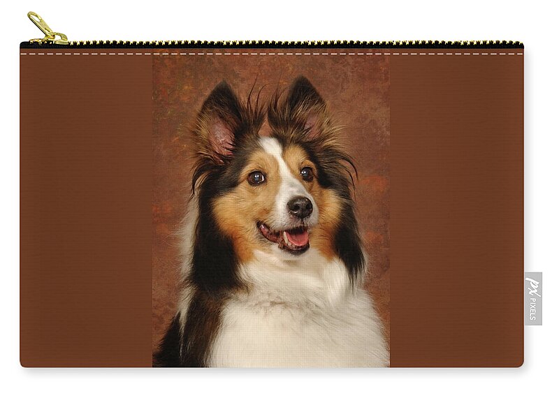 Dog Zip Pouch featuring the photograph Sheltie by Greg and Chrystal Mimbs