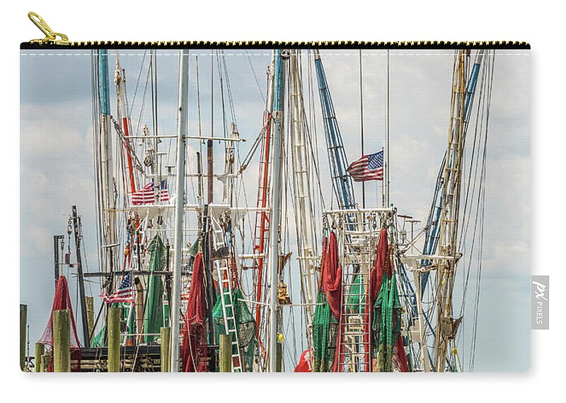 Shem Creek Zip Pouch featuring the photograph Shem Creek Sunday by Donnie Whitaker