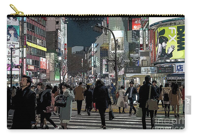 Shibuya Zip Pouch featuring the photograph Shibuya Crossing, Tokyo Japan Poster by Perry Rodriguez