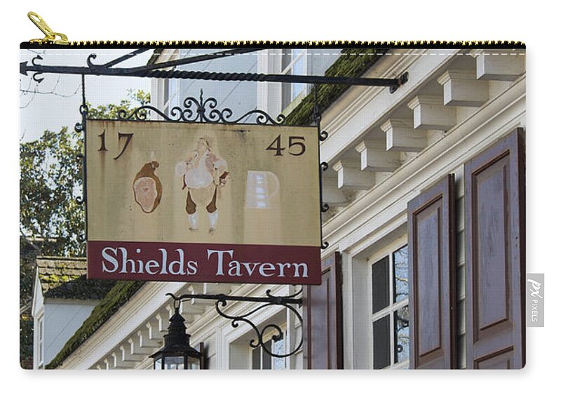 2015 Zip Pouch featuring the photograph Shields Tavern Sign by Teresa Mucha
