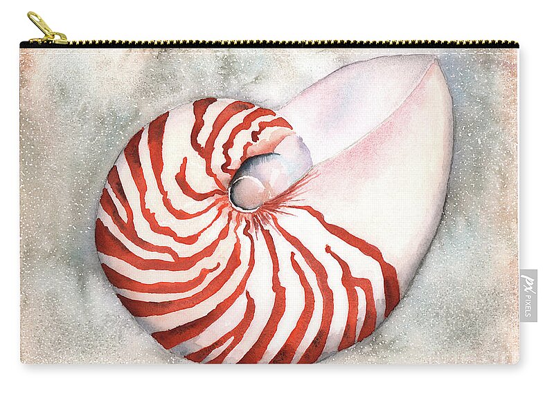 Nautilus Zip Pouch featuring the painting Shimmering Nautilus by Hilda Wagner