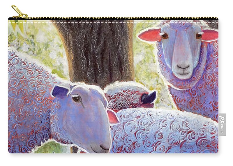 Sheep Zip Pouch featuring the painting Shining Sheep by Ande Hall